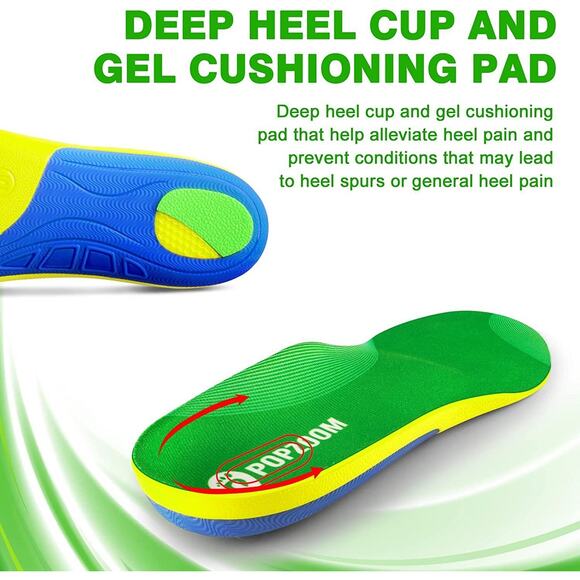 Popzoom Orthotic Insoles Sz Large | Unisex Heavy Duty Arch Support 200lb+ NEW - Picture 2 of 7